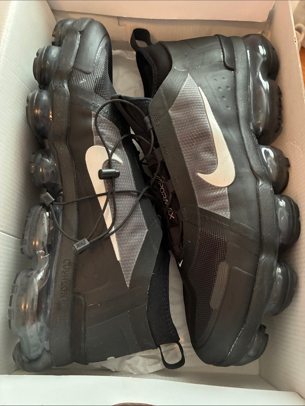 Nike Men’s Black and White Air VaporMax Sneakers